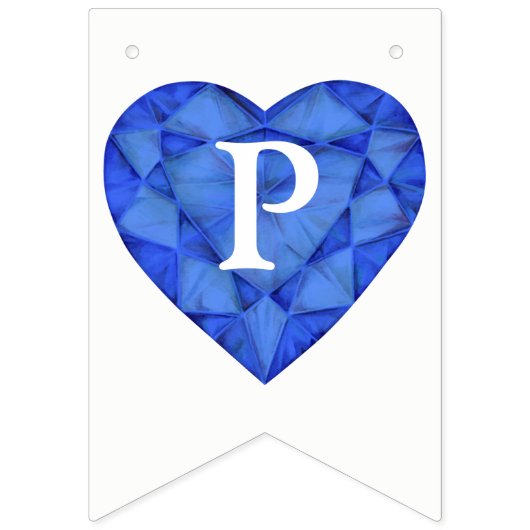 ブルーサファイヤ結婚ハート45周年 バンティングフラッグ (第3の旗)