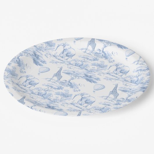 ブルーサファリアニマルトワルドジュエベイビーシャワー ペーパープレート (アングル)