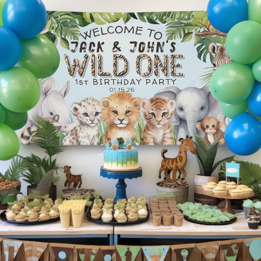 ブルーサファリツインズワイルドワンズ1stバースデーウェルカム 横断幕