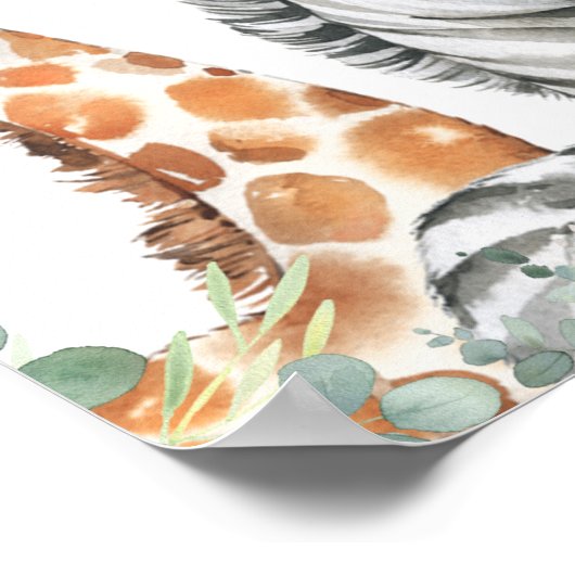 ブルーサファリフローラベビーシャワーウェルカムサイン ポスター (角)