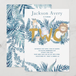 ブルーサファリ 動物の2歳誕生日 招待状