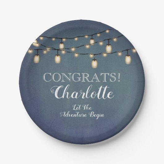 ブルーサプライズエレガントリタイアメントパーティー ペーパープレート (正面)