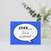 ブルーサプライズ誕生日パーティースピーチバブル インビテーションポストカード (スタンド正面)