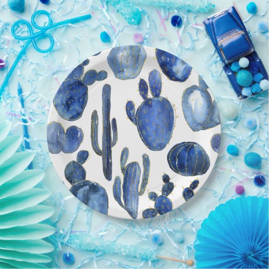 ブルーサボスデザートアート金ゴールドトラベルサウスウエストおもしろい ペーパープレート (パーティー)