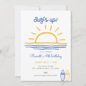 ブルーサマーサーフアップパーティー誕生日招待状 招待状 (正面)