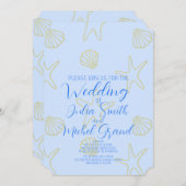 ブルーサマーシーシェルアンドスタービーチ結婚式 招待状 (正面/裏面)