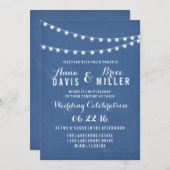 ブルーサマーストリング軽い結婚式の招待 招待状 (正面/裏面)