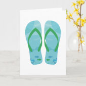 ブルーサマービーチパーティービーチサンダルノートカード カード (黄色い花)