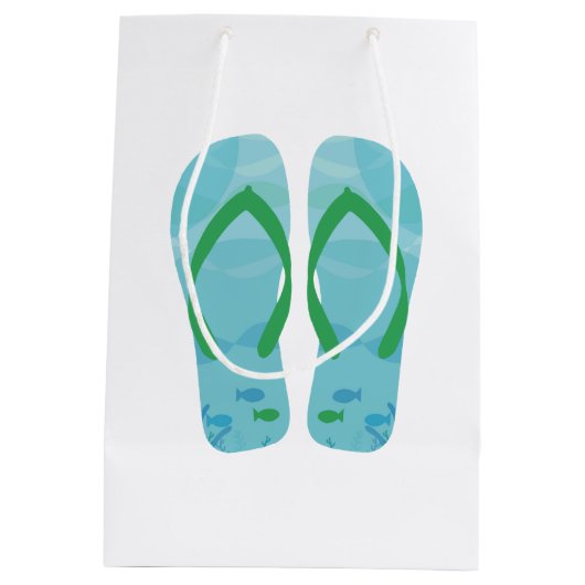 ブルーサマービーチパーティービーチサンダル抱き枕 ミディアムペーパーバッグ (裏面)