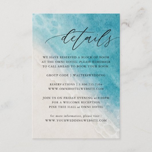 ブルーサマービーチ結婚式詳細エンクロージャカード エンクロージャーカード (正面)