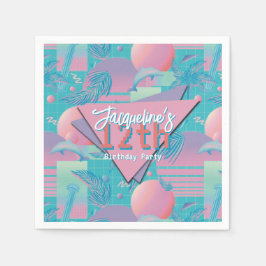 ブルーサマーベーパウェーブサンセット誕生日 スタンダードカクテルナプキン