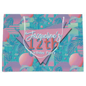 ブルーサマーベーパウェーブサンセット誕生日 ラージペーパーバッグ (正面)