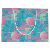 ブルーサマーベーパウェーブサンセット誕生日 ラージペーパーバッグ (裏面)