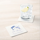 ブルーサマーモダンドルフィンスターズ赤ちゃんシャワー スクエアペーパーコースター (インサイチュ)