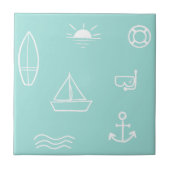 ブルーサマー海シームレスパターンキッズバスルーム タイル (正面)