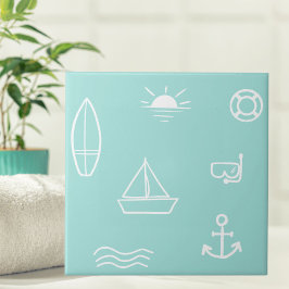 ブルーサマー海シームレスパターンキッズバスルーム タイル