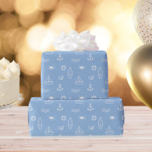 ブルーサマー海ラインアートシームレスパターン