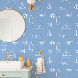 ブルーサマー海ラインアート 壁紙