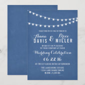 ブルーサマー ストリング ライト ウェディング 招待状 (正面/裏面)