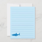 ブルーサメのかわいい子どもの平らな固定カード サンキューカード (裏面)