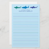 ブルーサメのかわいい子ども 便箋 (正面/裏面)