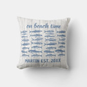 ブルーサルディーンビーチタイムファミリー名 クッション (正面)