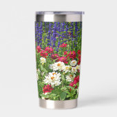 ブルーサルビアとジニアスフローラ 保温保冷タンブラー (左面)