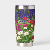 ブルーサルビアとジニアスフローラ 保温保冷タンブラー (正面)