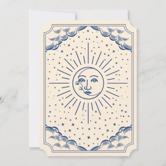 ブルーサンアンドムーンタロットカード結婚式招待状 招待状 (裏面)