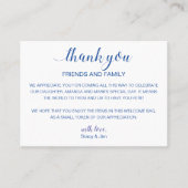 ブルーサンキューギフトバスケットアコモデー結婚ション プレイスカード (正面)