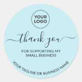 ブルーサンキュースモールビジネスロゴラウンドステッカー ラウンドシール (正面)