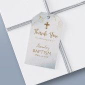 ブルーサンキューバプテスマ金ゴールドクロスボーイバプテスマ ギフトタグ