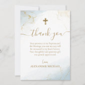 ブルーサンキューバプテスマ金ゴールドクロスボーイバプテスマ サンキューカード (正面)