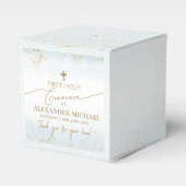 ブルーサンキューボーイ金ゴールドクロスファースト聖餐式 フェイバーボックス (正面サイド)