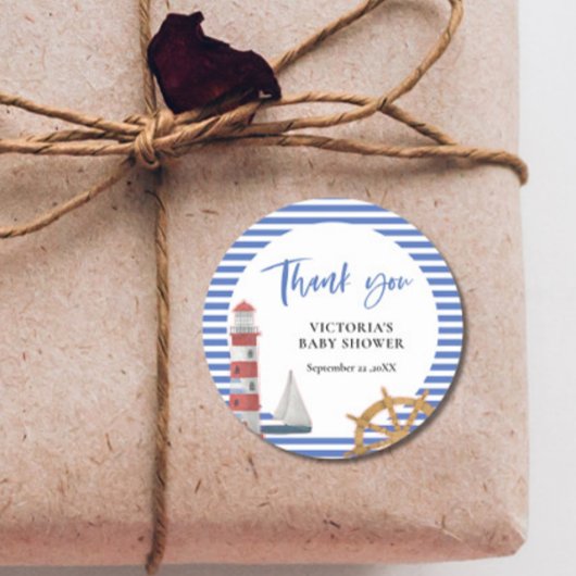 ブルーサンキュー航海のベイビーシャワー ラウンドシール
