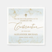 ブルーサンキュー金ゴールドクロスボーイ確認 スタンダードカクテルナプキン (正面)