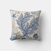 ブルーサンゴ装飾用クッション – 沿岸海パターン クッション (正面)