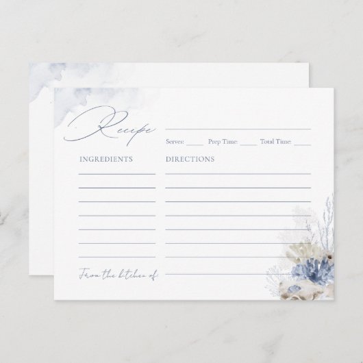 ブルーサンゴ&シーシェルビーチをテーマにしたレシピカード ポストカード (正面/裏面)