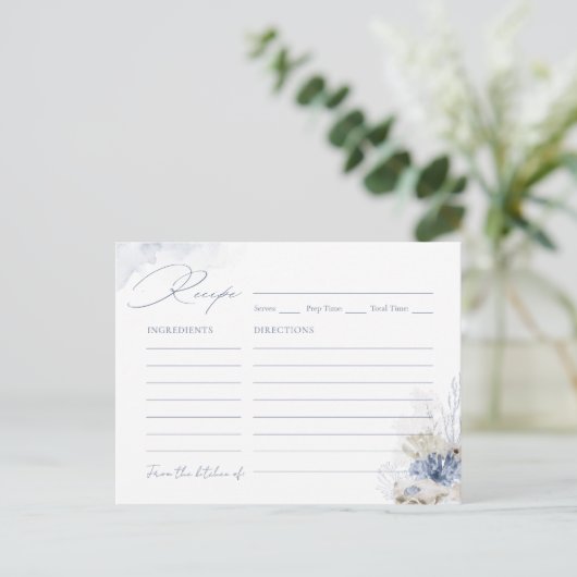 ブルーサンゴ&シーシェルビーチをテーマにしたレシピカード ポストカード (スタンド正面)