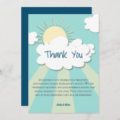 ブルーサンシャイモダンンベビーシャワー サンキューカード (正面/裏面)