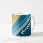 ブルーサンストライプと名前 コーヒーマグカップ (正面右)