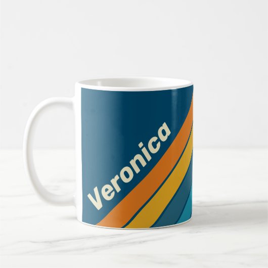 ブルーサンストライプと名前 コーヒーマグカップ (左)