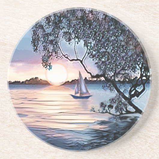 ブルーサンセットオーバーレイクシルボートコースター コースター (正面)