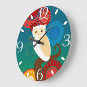 ブルーサンセットフクロウ ラージ壁時計 (傾斜)