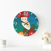 ブルーサンセットフクロウ ラージ壁時計 (ホーム)