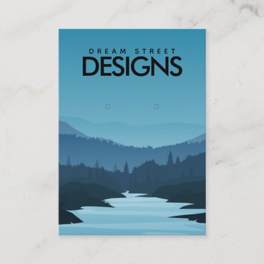 ブルーサンセットマウンテントラベルイヤリングディスプレイカード 名刺 (正面)