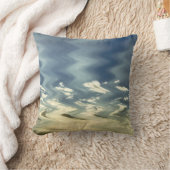 ブルーサンセット抽象芸術波 クッション (ブランケット)