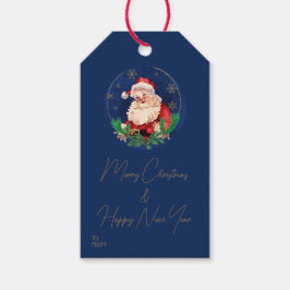 ブルーサンタエレガントレトロクラシックヴィンテージクリスマス ギフトタグ