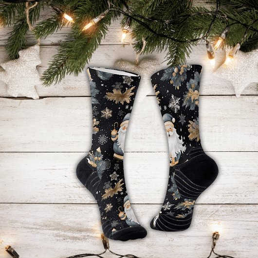 ブルーサンタクリスマスデザインアスレティッククルーソックス ソックス