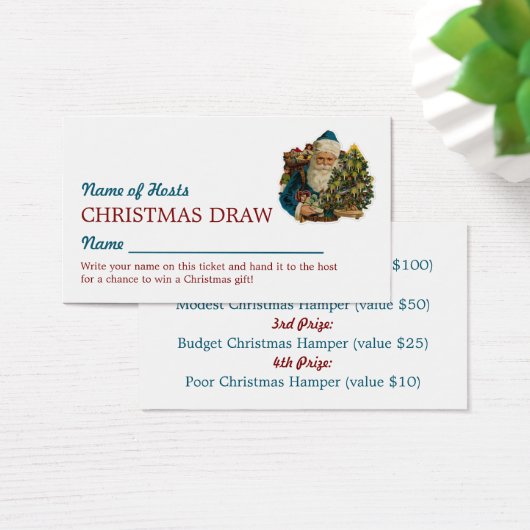 ブルーサンタクリスマスパーティーラッフルチケット (デスク)